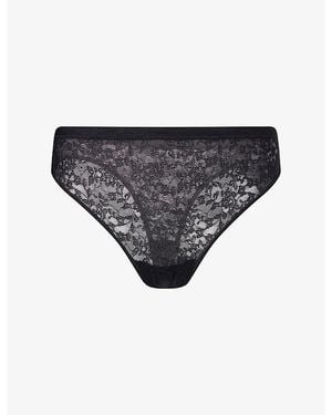 Spanx Supersmooth Day To Date Night Stretch-Lace Thong - Black