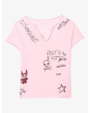 Zadig & Voltaire Tunisien Graphic-Print Cotton T-Shirt - Pink
