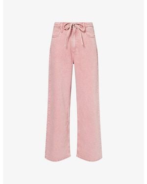 Rag & Bone Phoebe Wide-Leg Drawstring Denim Jeans - Pink