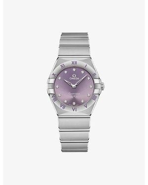 Omega Constellation Stainless-Steel And Diamond Quartz Watch 28Mm - Purple