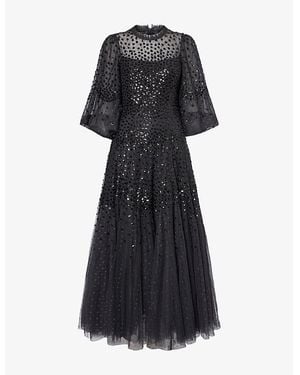 Needle & Thread Scallop Sequin Woven Gown - Black