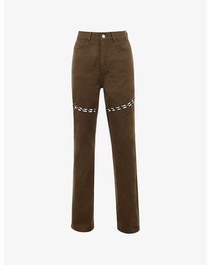 Mistress Rocks Counter Lace-Up Straight-Leg Denim Jeans - Brown