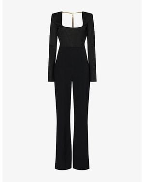 Galvan London Liquid Chain Straight-Leg Woven Jumpsuit - Black