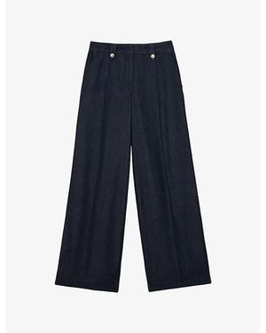 Reiss Kaia Wide-Leg Woven Pants - Blue