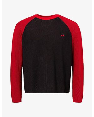 Twojeys Colour-Block Rib-Knit Cotton-Blend Jumper - Red