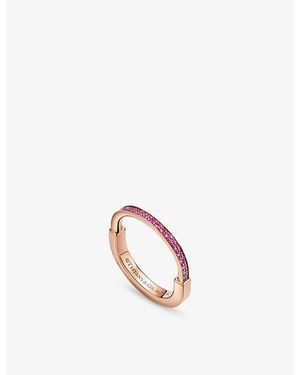 Tiffany & Co. Tiffany Lock Small 18Ct Rose And 0.13Ct Sapphire Ring - Multicolor