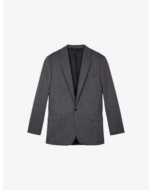 The Kooples Notched-Lapel Relaxed-Fit Wool Blazer - Blue