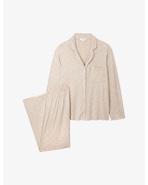 The White Company Dotted Relaxed-Fit Jersey Pyjamas - Natural