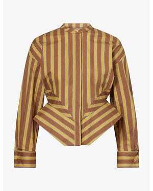 STAUD Rhys Stripe Cotton Top - Brown