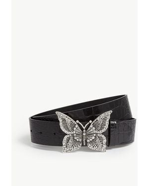 The Kooples Butterfly Buckle Belt - Black