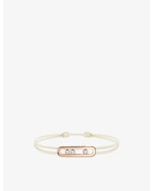 Messika Cares Pavé 18Ct Rose- And 0.26Ct Diamond Cord Bracelet - White