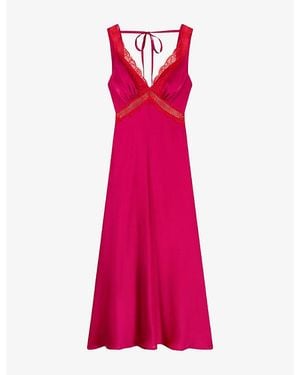 OMNES Aurelia Lace-Trim Satin Maxi Dress - Pink