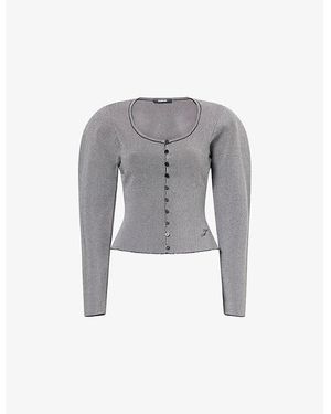 Jacquemus Le Sera Scoop-Neck Knitted Cardigan - Grey