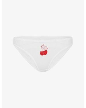Agent Provocateur Perri Cherry-Embroidered Sheer-Tulle Tanga Briefs - White