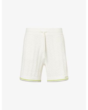 CASABLANCA Tennis Drawstring Stretch-Cotton Blend Shorts - White