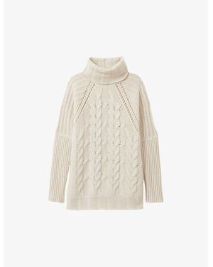 Reiss Penny Chunky Cable-Knit Wool And Cashmere-Blend Jumper - White