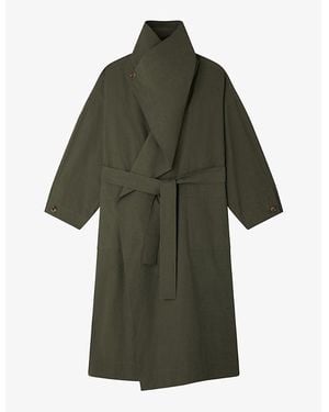 Soeur Albatros Wide-Collar Relaxed-Fit Cotton Coat - Green