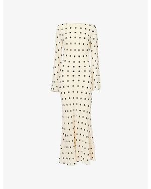 Reformation Esra Polka-Dot Woven Midi Dress - Metallic