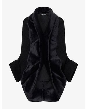 Junya Watanabe Draped Wool And Faux-Fur Jacket - Black