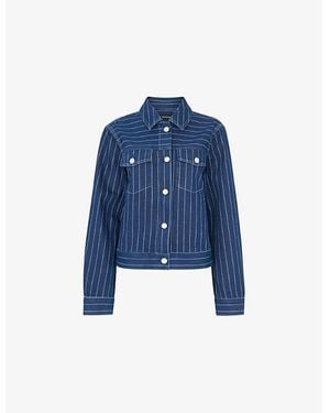 Whistles Pinstriped Relaxed-Fit Denim Jacket - Blue
