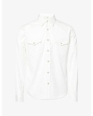 Austin Post Daybreak Dobby Striped Cotton Shirt - White