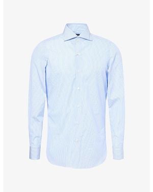 Finamore 1925 Napoli Striped Long-Sleeve Cotton Shirt - Blue