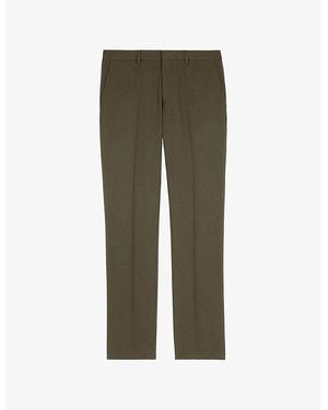 The Kooples Creased Straight-Leg Linen-Cotton Trousers - Green