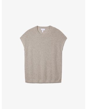 The White Company Sparkle-Knit Cashmere T-Shirt - Grey