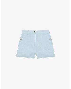 Reiss Ashby Wide-Leg Linen Shorts - Blue