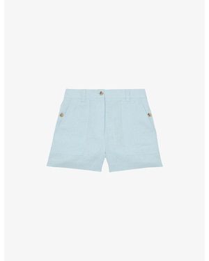 Reiss Ashby Wide-Leg Linen Shorts - Blue