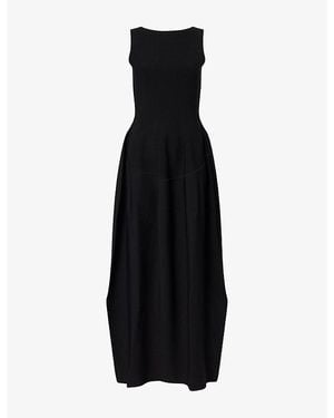 Ashlyn Tama Low-Back Knitted Maxi Dress - Black
