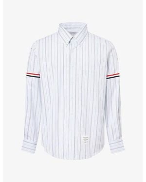 Thom Browne Striped Armband Cotton Shirt - White