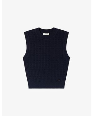 Sandro Textured Sleeveless Knitted Jumper - Blue