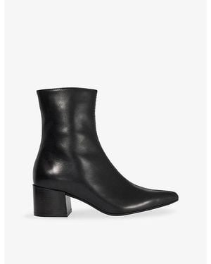 Dune Pami Leather Heeled Ankle Boots - Black