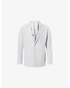 Homme Plissé Issey Miyake Basics Notch-Lapel Slim-Fit Knitted Blazer - White
