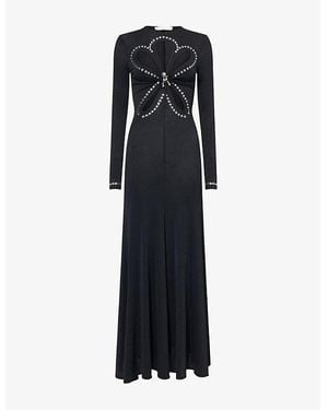 Rabanne Embellishmed Cut-Out Stretch-Woven Maxi Gown - Black