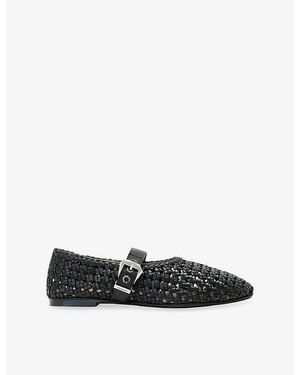 AllSaints Sabine Woven Leather Ballet Flats - Black