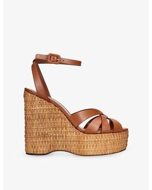 Aquazzura Copacabana Leather Wedge Sandals - Brown
