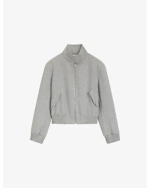 BOSS Cropped Stretch-Woven Bomber Jacket - Grey