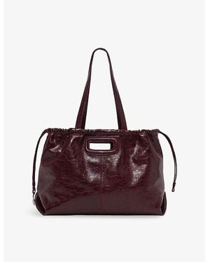 Maje Miss M Crackled-Leather Tote - Purple