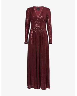 Needle & Thread Chelsea V-Neck Sequin Woven Gown - Red