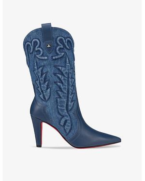 Christian Louboutin Santiabooty 85 Heeled Boots - Blue