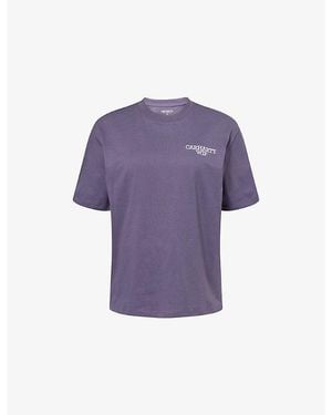 Carhartt Hugging Cats Brand-Logo Cotton T-Shirt - Purple