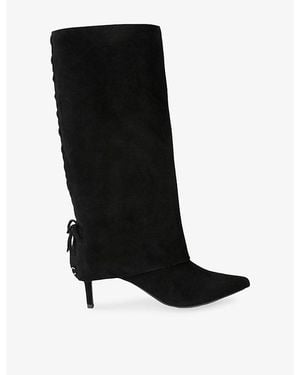 Carvela Kurt Geiger Vittoria Cuff Heeled Suede Knee-High Boots - Black