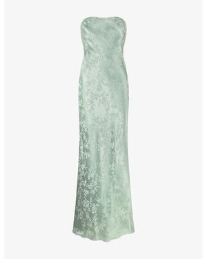 OMNES Amdra Strapless Jacquard Satin Maxi Dress - Green