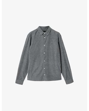AllSaints Lorella Spread-Collar Organic Cotton-Blend Shirt - Grey
