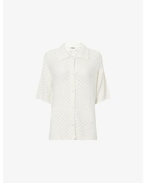 4th & Reckless Neev Short-Sleeve Crochet-Knit Shirt - White