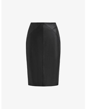 Reiss Miley Leather Midi Skirt in Brown | Lyst