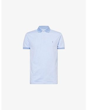 Polo Ralph Lauren Printed Custom Slim-Fit Cotton-Jersey Polo Shirt - Blue