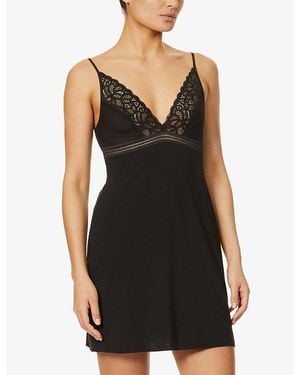 Wacoal Raffine Stretch-Jersey Chemise - Black